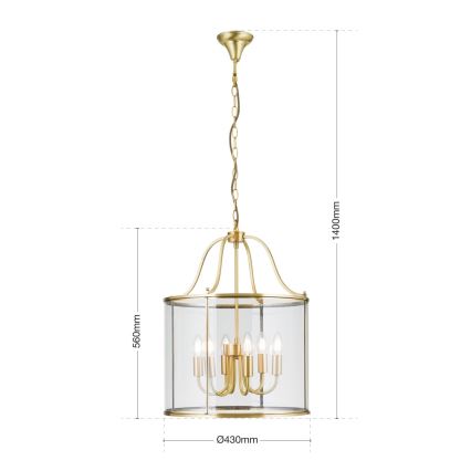Luster na lancu BRUNO 6xE14/40W/230V prečnik 43 cm zlatan