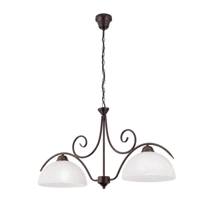 Luster na lancu RULA 2xE27/40W/230V bela/bronza