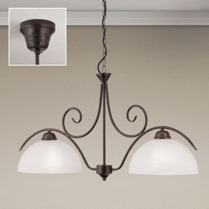 Luster na lancu RULA 2xE27/40W/230V bela/bronza