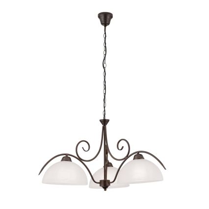 Luster na lancu RULA 3xE27/40W/230V, prečnik 70 cm, bela/bronza