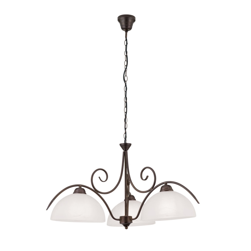 Luster na lancu RULA 3xE27/40W/230V, prečnik 70 cm, bela/bronza