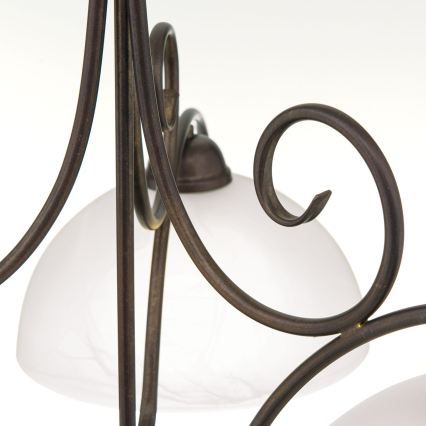 Luster na lancu RULA 3xE27/40W/230V, prečnik 70 cm, bela/bronza