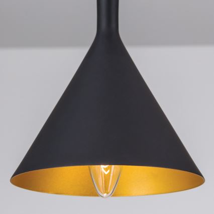 Luster na sajli GUNDA 1xE14/40W/230V prečnik 16,5 cm crna/zlatna
