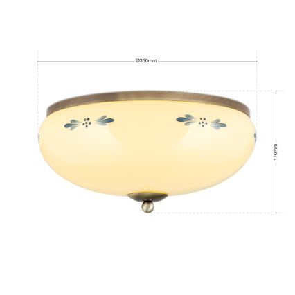 Plafonska svetiljka LANDHAUS 3xE27/60W/230V, prečnik 35 cm, bronza/bež/plava