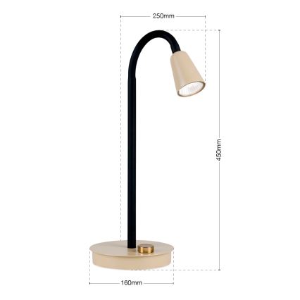 Prigušiva fleksibilna stona lampa DOTTY 1xGU10/10W/230V bež/crna