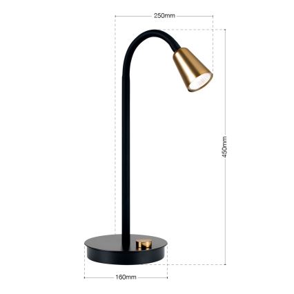 Prigušiva fleksibilna stona lampa DOTTY 1xGU10/10W/230V crna/mesing