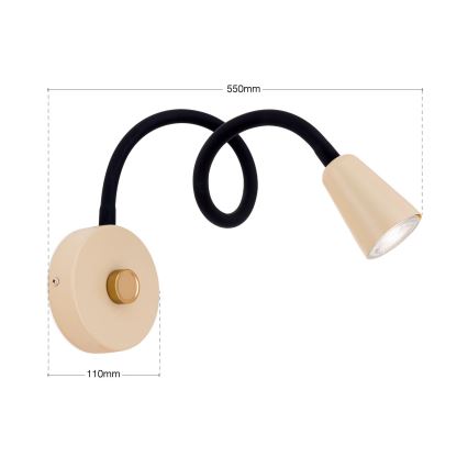 prigušiva fleksibilna zidna lampica DOTTY 1xGU10/10W/230V bež/crna