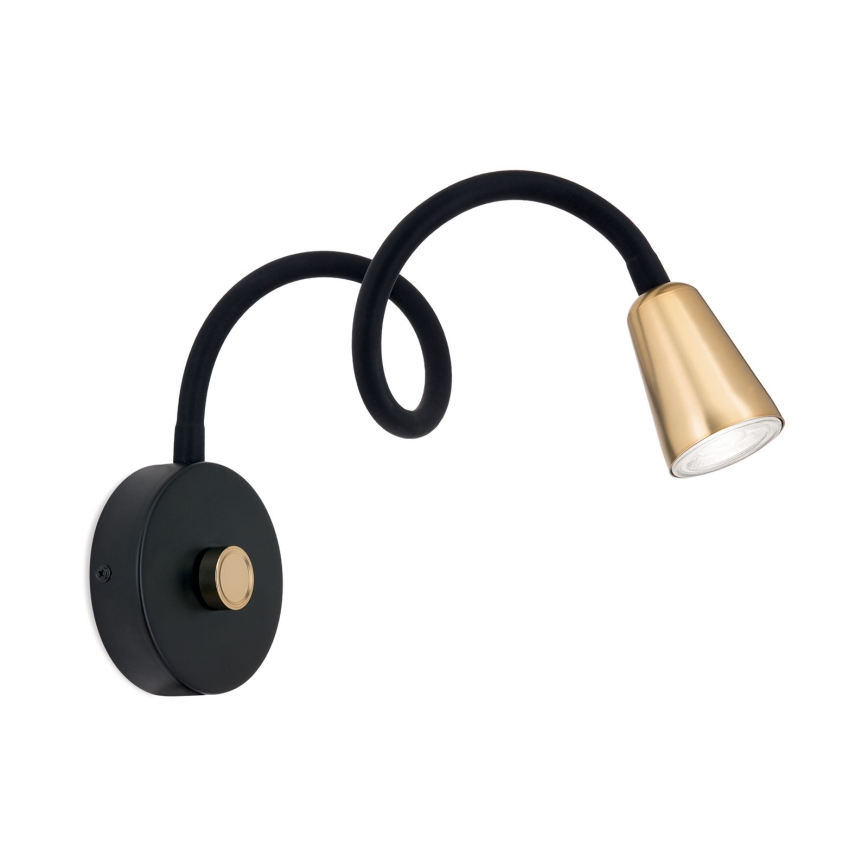 Prigušiva fleksibilna zidna lampa DOTTY 1xGU10/10W/230V crna/mesing