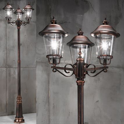 Spoljašnja lampa KENZO 3xE27/100W/230V IP44 bronza/patina