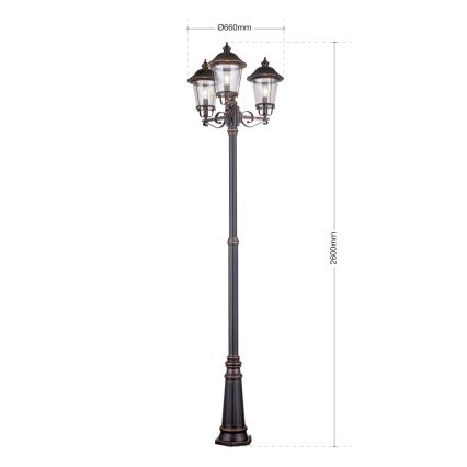 Spoljašnja lampa KENZO 3xE27/100W/230V IP44 bronza/patina