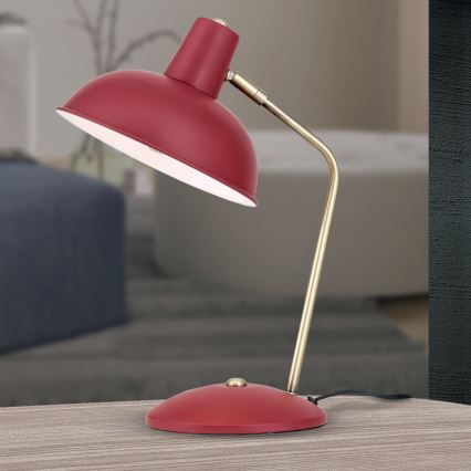 Stona lampa FEDRA 1xE14/40W/230V crvena/mesing