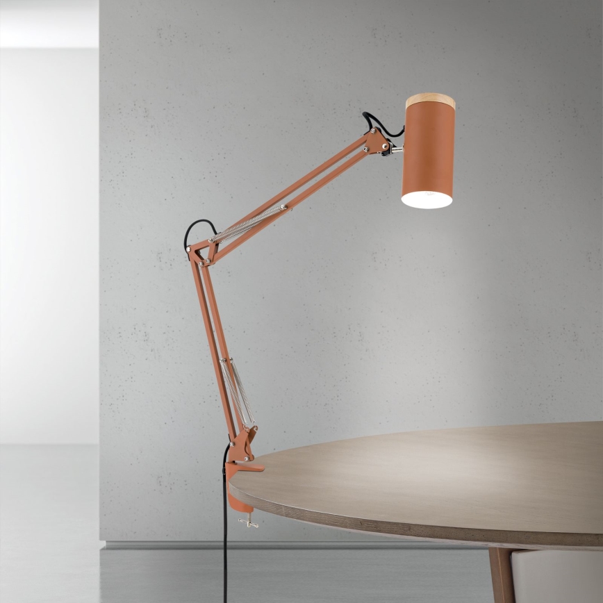 Stona lampa sa stezaljkom GILI 1xE27/40W/230V boje opeke