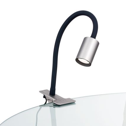 LED fleksibilna stona lampa sa klipsom KURT LED/5W/230V srebrna