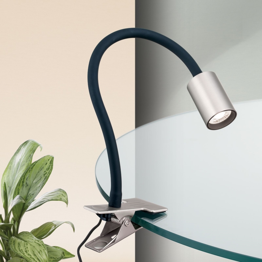 LED fleksibilna stona lampa sa klipsom KURT LED/5W/230V srebrna