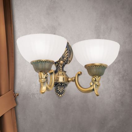 Zidna lampa ROCCA 2xE27/60W/230V bronza/bela