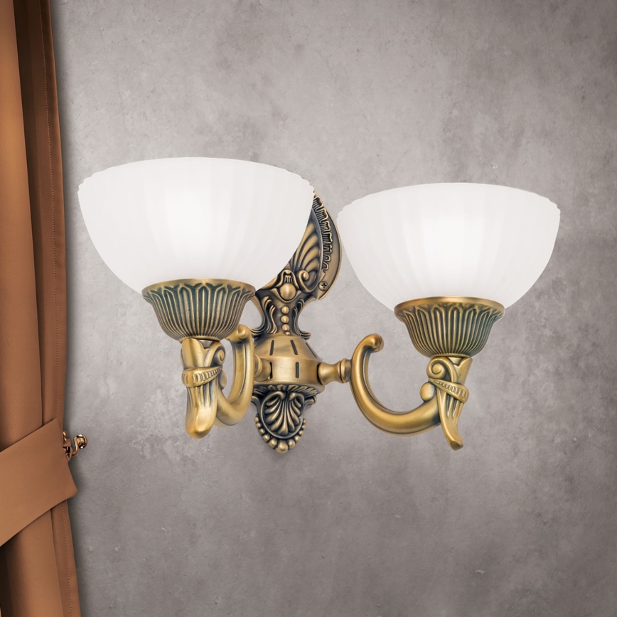 Zidna lampa ROCCA 2xE27/60W/230V bronza/bela
