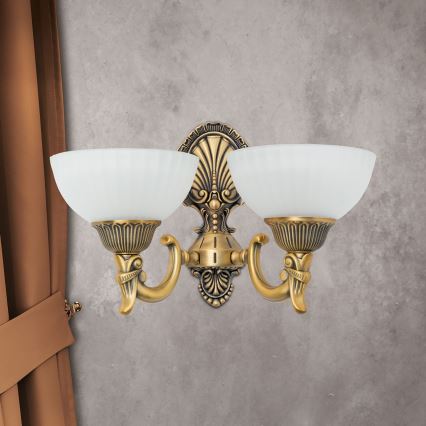 Zidna lampa ROCCA 2xE27/60W/230V bronza/bela