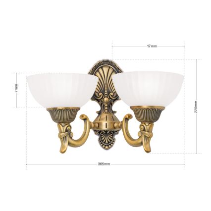 Zidna lampa ROCCA 2xE27/60W/230V bronza/bela