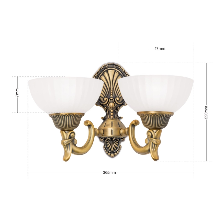 Zidna lampa ROCCA 2xE27/60W/230V bronza/bela