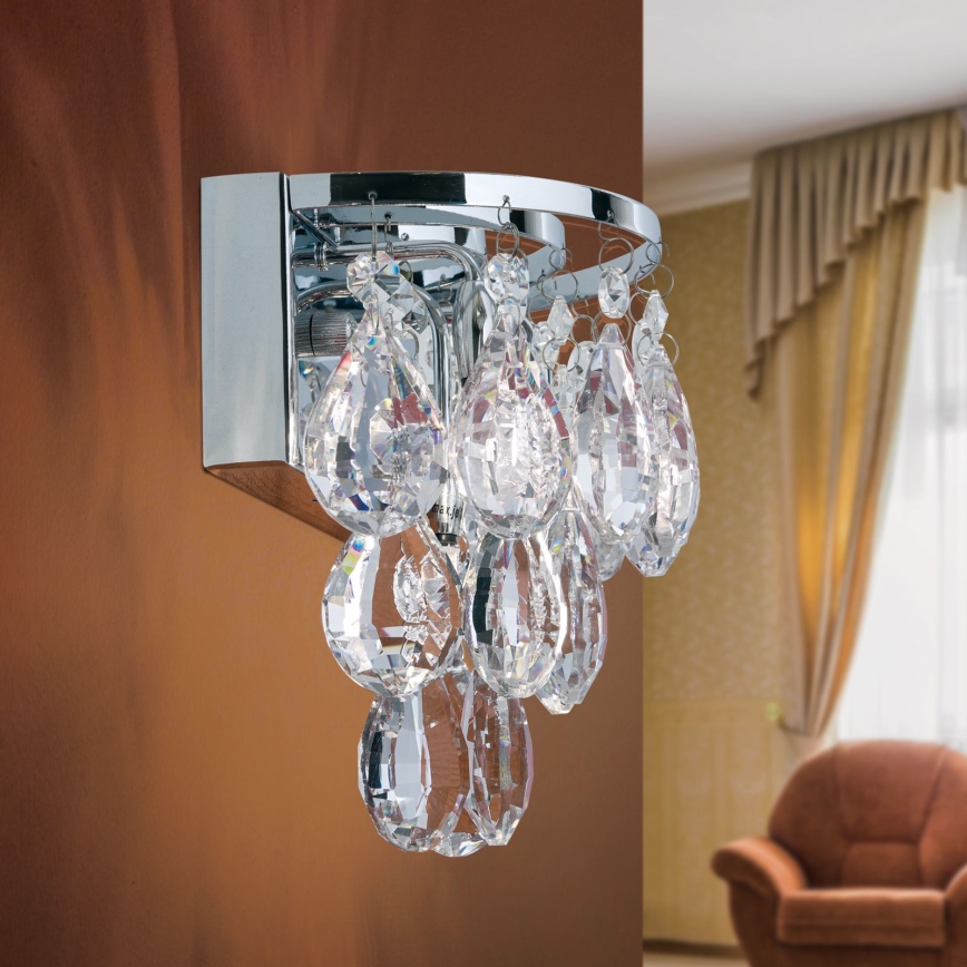Kristalna zidna lampa CELESTE 2xG9/40W/230V, sjajni hrom
