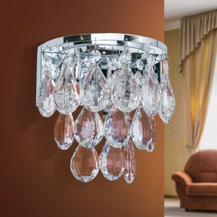 Kristalna zidna lampa CELESTE 2xG9/40W/230V, sjajni hrom