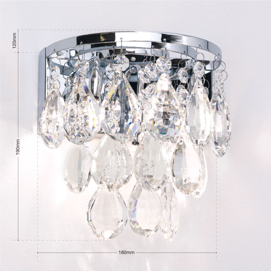 Kristalna zidna lampa CELESTE 2xG9/40W/230V, sjajni hrom