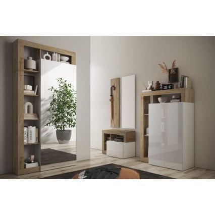 Ormar LENOR 91x209 cm beli/smeđi