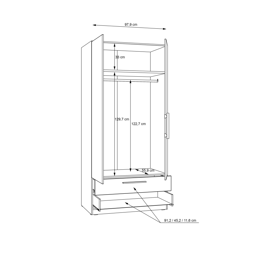 Ormar MARO 100x213 cm hrast artisan
