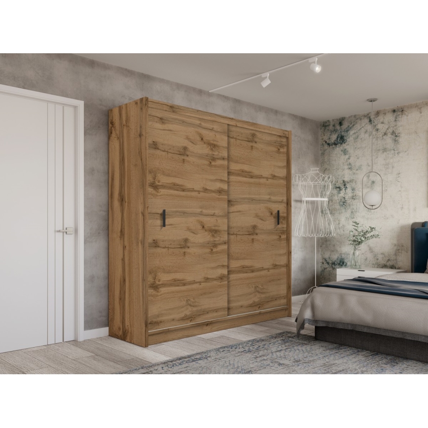 Ormar sa kliznim vratima SAPHIRA 203x215 cm hrast wotan