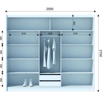Ormar sa kliznim vratima SAPHIRA 250x215 cm hrast sonoma