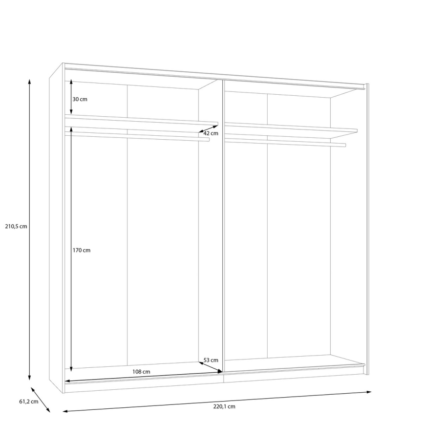Ormar sa ogledalom ODEN 220x210 cm bež