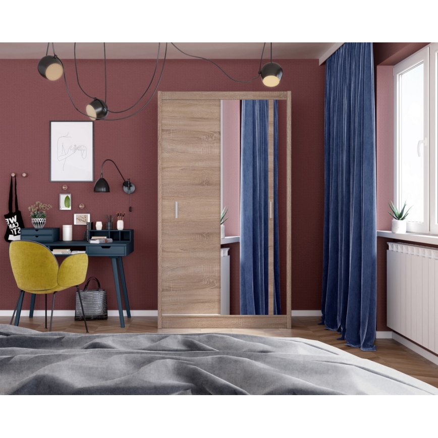 Ormar sa ogledalom SABRINA 120x215 cm, sonoma hrast
