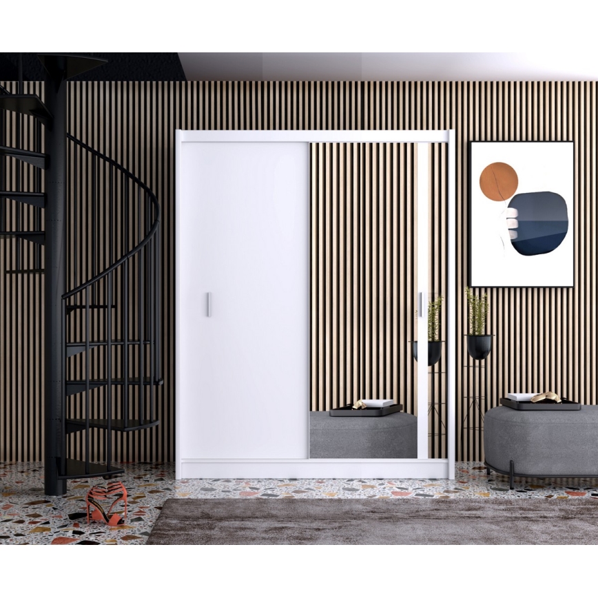 Ormar sa ogledalom SABRINA 180x215 cm, beo