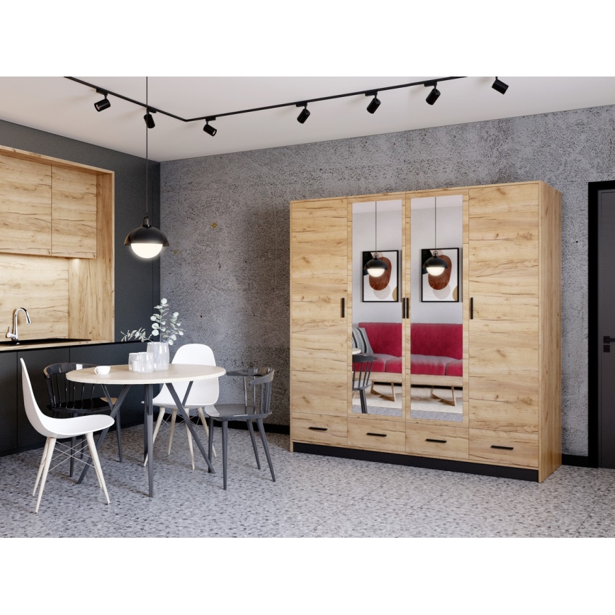 Ormar sa ogledalom SANNA 200x200 cm hrast craft