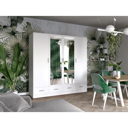 Ormar sa ogledalom SANNA 200x215 cm, beo