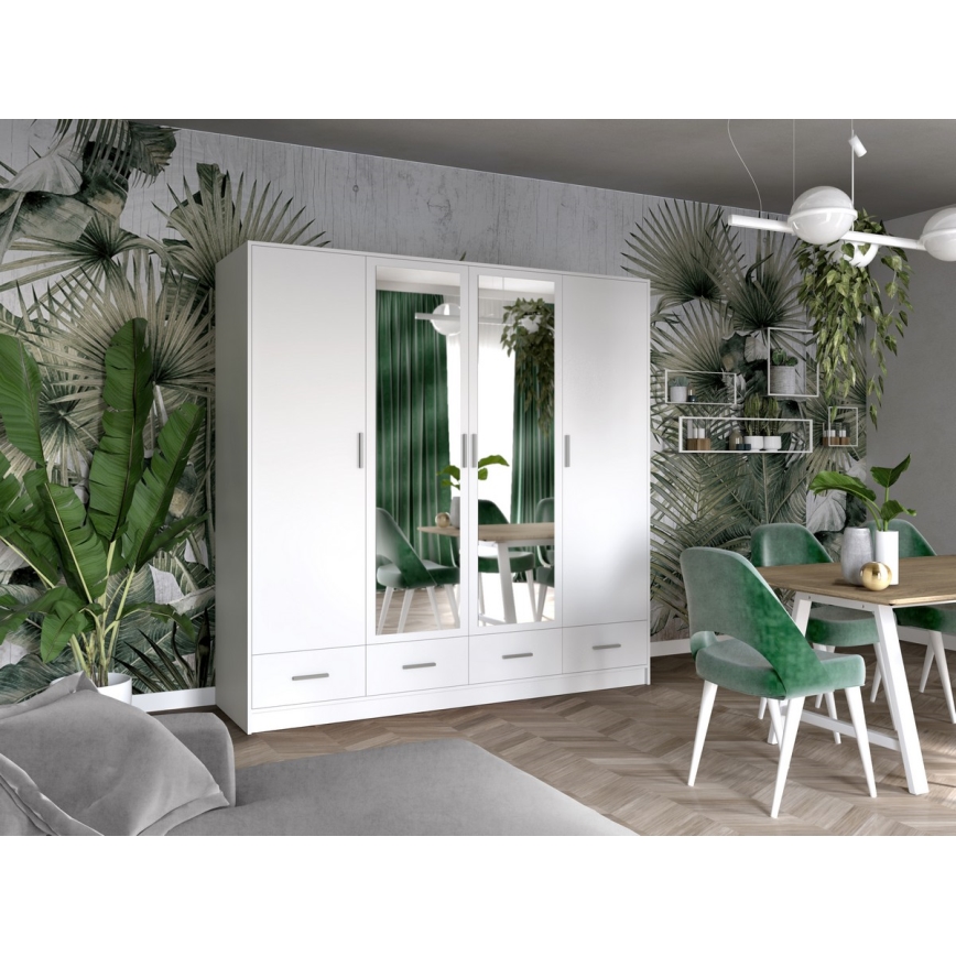 Ormar sa ogledalom SANNA 200x215 cm, beo