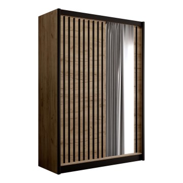 Ormar sa ogledalom SANTINO 150x215 cm hrast craft/crna