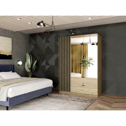 Ormar sa ogledalom VISTA 150x215 cm hrast artisan/grafit