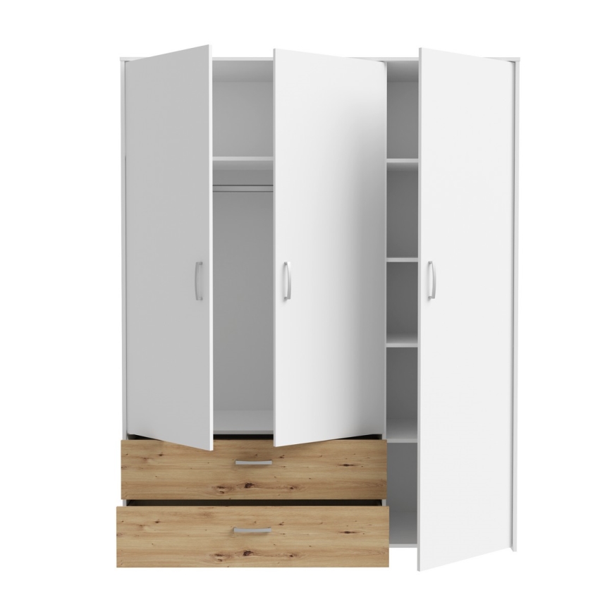 Ormar URO 152x190 cm hrast artisan/bela