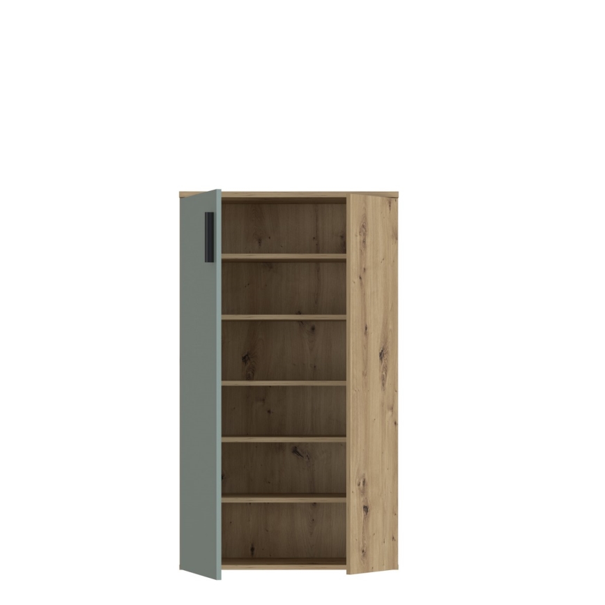 Ormar za obuću ETON, hrast artisan/zelena
