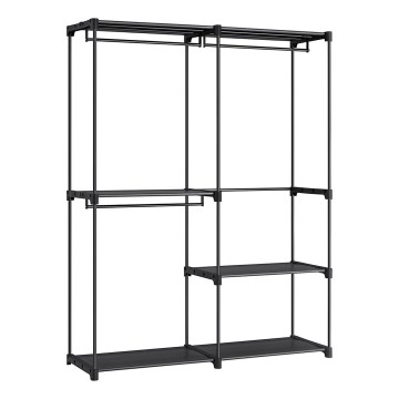 Ormar za odlaganje sa policama i garderobnom šipkom MATIS, 138x182 cm, crni