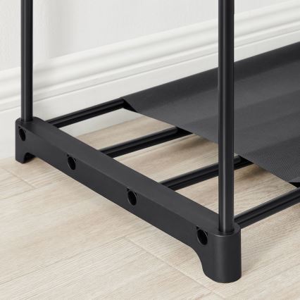 Ormar za odlaganje sa policama i garderobnom šipkom MATIS, 138x182 cm, crni