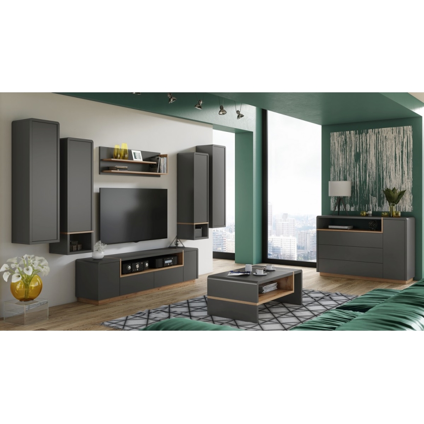 Ormarić sa otvorenom policom FRED antracit/hrast artisan