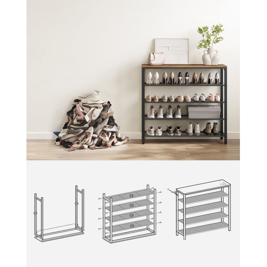 Ormarić za cipele DAVOR braon/crna