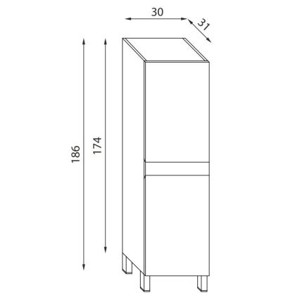 Ormarić za kupatilo KENWOOD 186 cm hrast