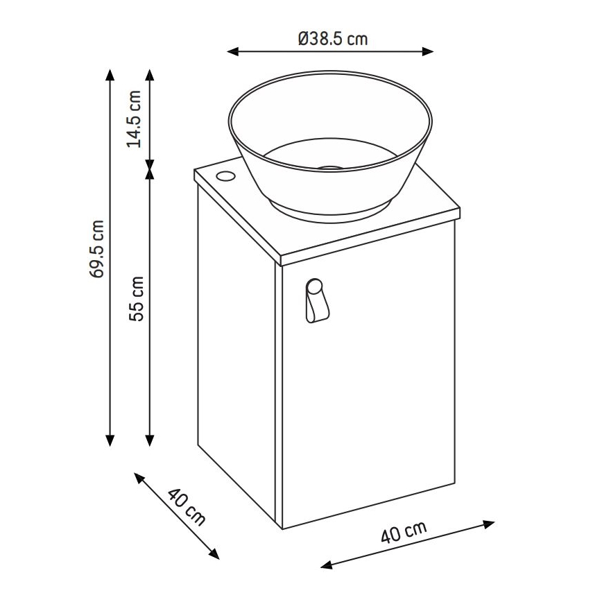 Ormarić za kupatilo sa umivaonikom TAARNHOLM, sivi