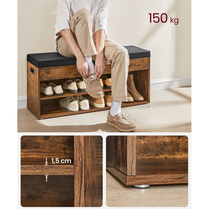 Ormarić za obuću VOREN smeđa/crna