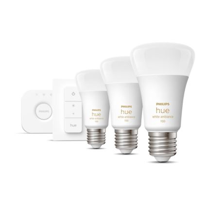 Početni set Philips Hue White Ambiance 3xE27/11W 2200-6500K + uređaj za povezivanje i daljinsko upravljanje