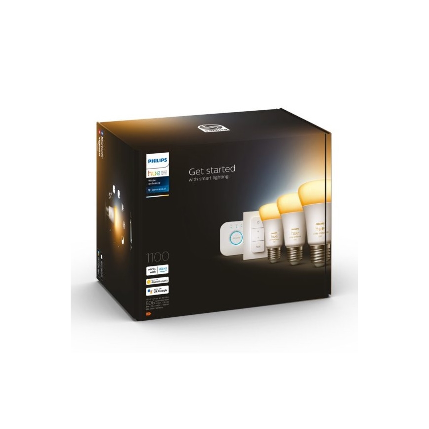 Početni set Philips Hue White Ambiance 3xE27/11W 2200-6500K + uređaj za povezivanje i daljinsko upravljanje