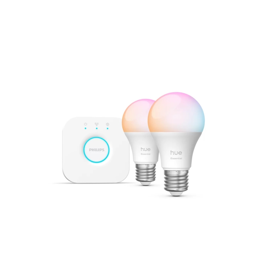 Početni komplet Philips Hue White And Color Ambiance Essential 2xE27/8W/230V 2200-6500K + uređaj za povezivanje